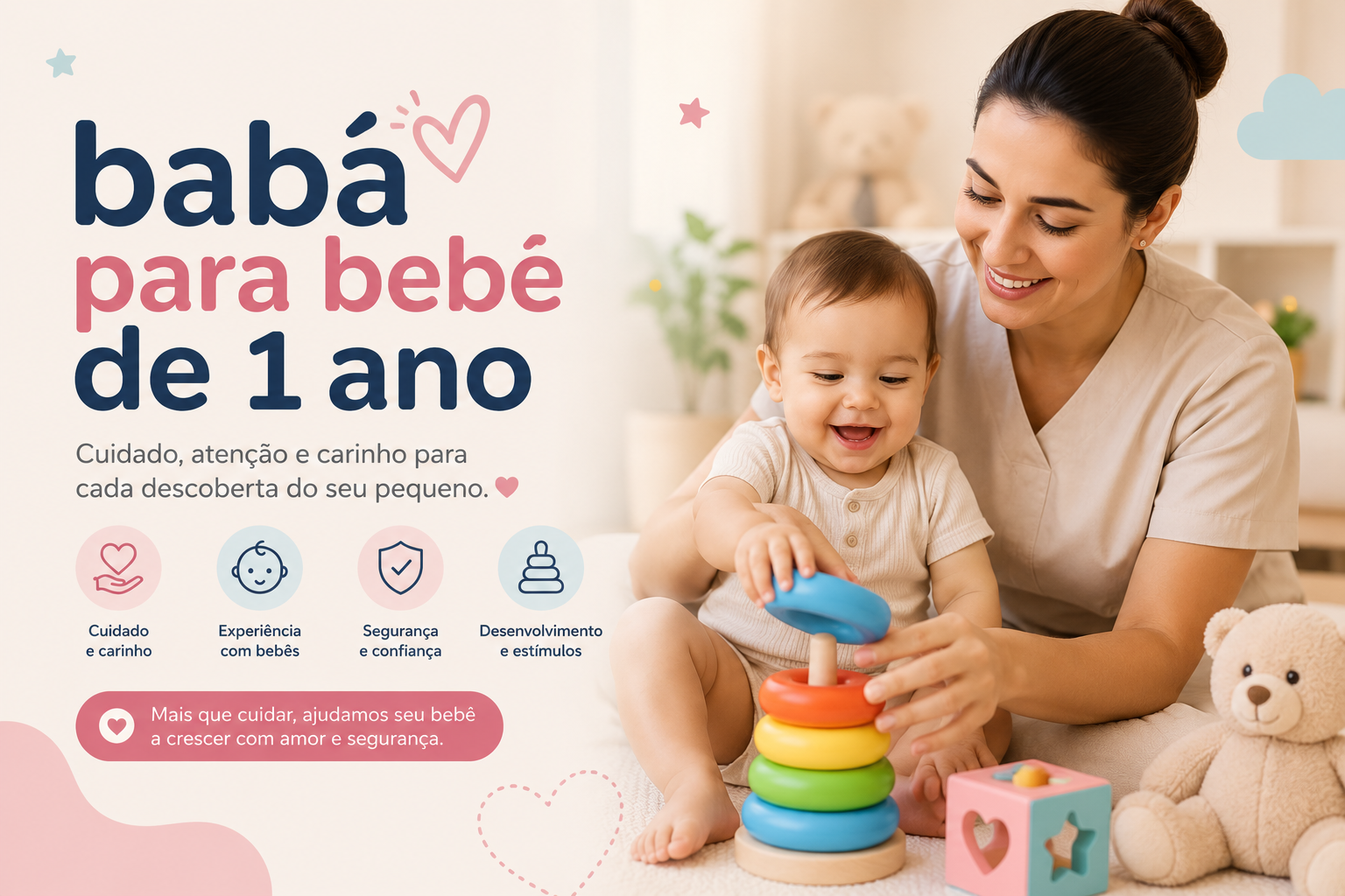 Babá para Bebê de 1 Ano – Rotina, Segurança e Estímulo ao Desenvolvimento Infantil